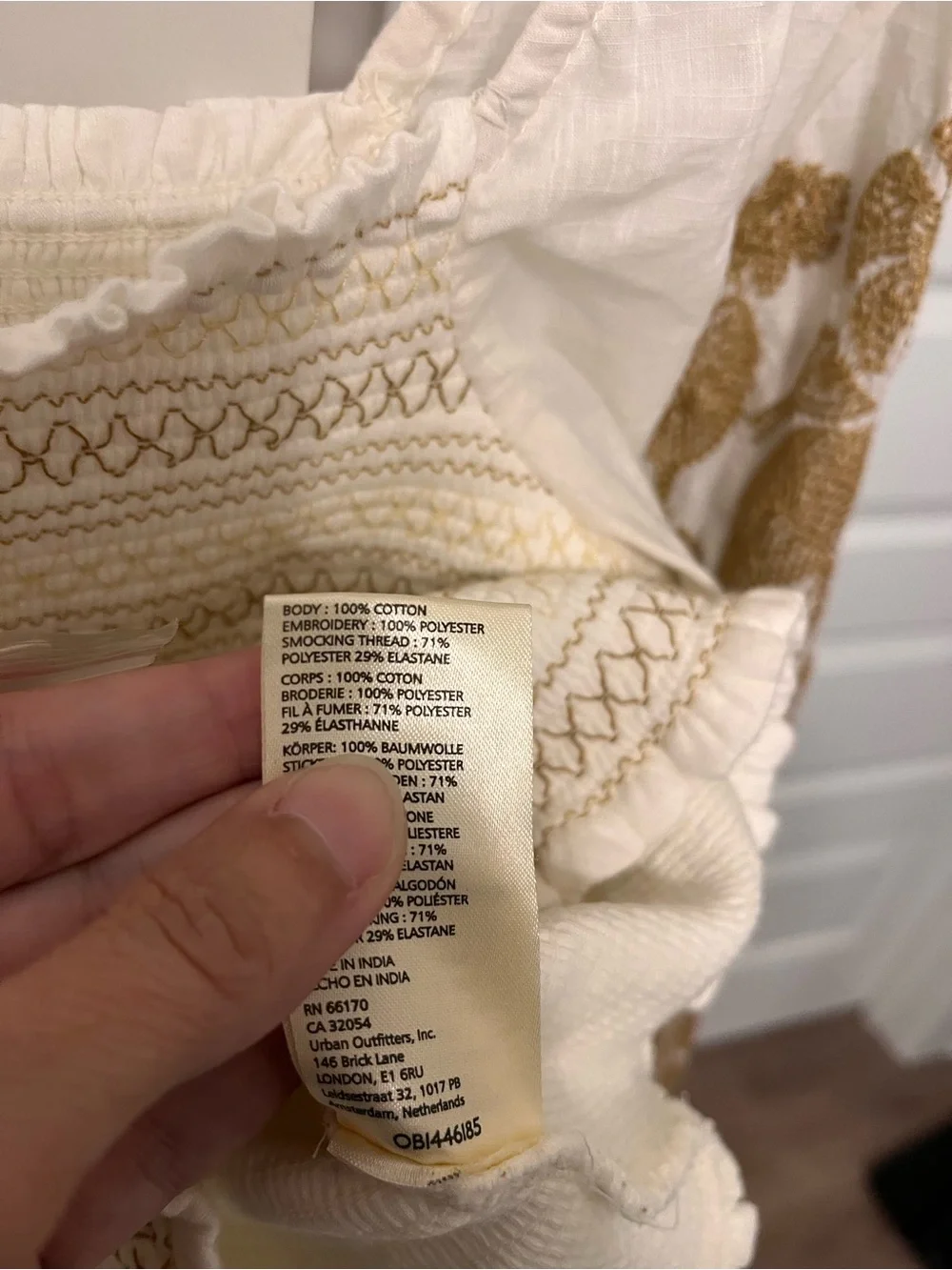 Anthropologie Cream White Embroidered Puff-Sleeve Peasant Blouse